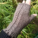 Mushroom Brown Handmade Knitted Fingerless Texting Gloves Armwarme