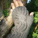 Grey Heather Handmade Fingerless Knit Gloves With Thumb