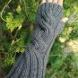Grey Heather Handmade Fingerless Knit Gloves With Thumb
