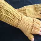 Knit Fingerless Gloves Mittens ArmWarmer Amber Yellow Ombre