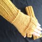 Knit Fingerless Gloves Mittens ArmWarmer Amber Yellow Ombre