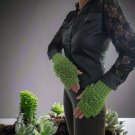 Green HandKnit Fingerless Loop Designer Gloves Green HandKnit Fingerless Loop Designer Gloves