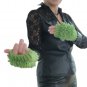 Green HandKnit Fingerless Loop Designer Gloves