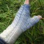 Blue Creme Ombre Wool Knit Fingerless Gloves Mittens