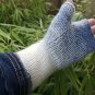 Blue Creme Ombre Wool Knit Fingerless Gloves Mittens