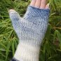 Blue Creme Ombre Wool Knit Fingerless Gloves Mittens