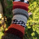 Handmade Multicolor Striped Knit Fingerless Gloves Mittens Arm Warmers