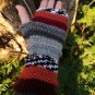 Handmade Multicolor Striped Knit Fingerless Gloves Mittens Arm Warmers