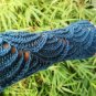 Peacock Blue Waves Hand Knit Fingerless Armwarmer
