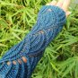 Peacock Blue Waves Hand Knit Fingerless Armwarmer