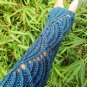 Peacock Blue Waves Hand Knit Fingerless Armwarmer