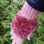 Rose Pink Handmade Knitted Fuzzy Plush Half Finger Texting Gloves