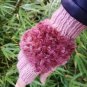 Rose Pink Handmade Knitted Fuzzy Plush Half Finger Texting Gloves