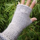 Sustainable Thick Gray Fingerless Knit Gloves Mittens