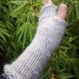 Sustainable Thick Gray Fingerless Knit Gloves Mittens