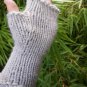 Sustainable Thick Gray Fingerless Knit Gloves Mittens