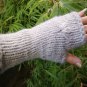 Sustainable Thick Gray Fingerless Knit Gloves Mittens