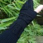 Black Handknit Multipattern Fingerless Gloves Armwarmer