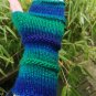 Purple Blue Green Handmade Fingerless Knit Gloves Armwarmer
