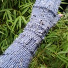 Denim Blue Warm Handmade Tweed Knit Fingerless Gloves ArmWarmer
