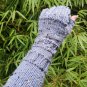 Denim Blue Warm Handmade Tweed Knit Fingerless Gloves ArmWarmer
