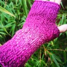 Pink Rose Garden Textured Handknitted Fingerless Gloves Mittens