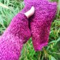 Pink Rose Garden Textured Handknitted Fingerless Gloves Mittens