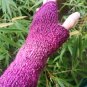 Pink Rose Garden Textured Handknitted Fingerless Gloves Mittens