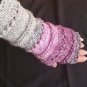 Fingerless Gloves Mittens Armwarmer grey/pink/violet Mandala Ombre Joy