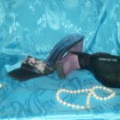 Vintage JASMIN NY STUNNING FORMAL HEELS PINK & BLACK 6 1/2 M