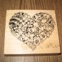 PSX Floral Heart Wood Mounted Rubber Stamp K-663 Retired Collectible