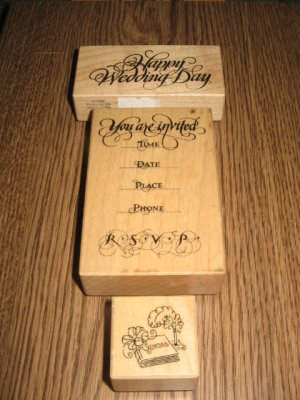 PSX Wedding Wood Mounted Rubber Stamps Lot Of 3 Retired Collectible