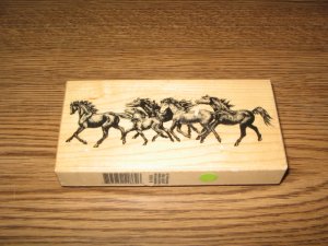 PSX Wild Horses Wood Mounted Rubber Stamp K-1806 Retired Collectible