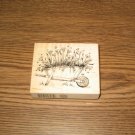 PSX Poppy Wheelbarrow Wood Mounted Rubber Stamp G-3401 Retired Collectible