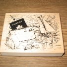 PSX Tavel Montage Wood Mounted Rubber Stamp K-3116 Retired Collectible