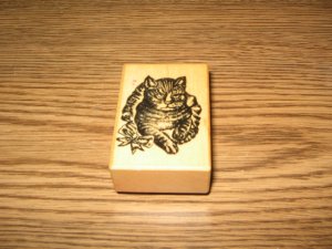 PSX Cat Wood Mounted Rubber Stamp &Acirc;&copy;1983 Retired Collectible