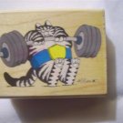 Kliban Cat It Ain't Heavy Wood Mounted Rubber Stamp by Rubber Stampede