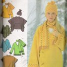Misses' Top Ponchos Scarf Hat Fleece Sewing Pattern Size XS, S, M Simplicity 4782 UNCUT