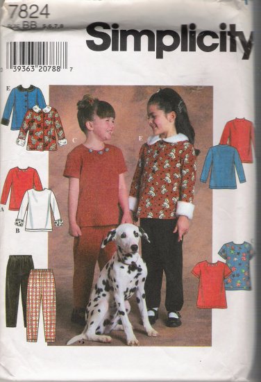 Child's Top & Pants Sewing Pattern Size 5-8 Simplicity 7824 UNCUT
