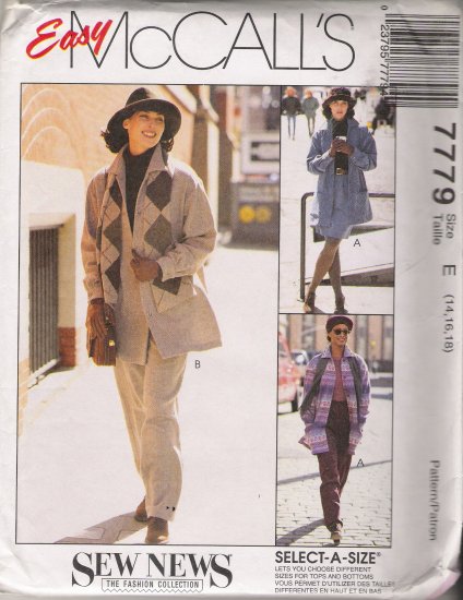 Misses' Jacket Pants Skirt Sewing Pattern Size 14-18 McCall's 7779 UNCUT