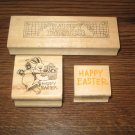 Easter Wood Mounted Rubber Stamps Lot Of 3