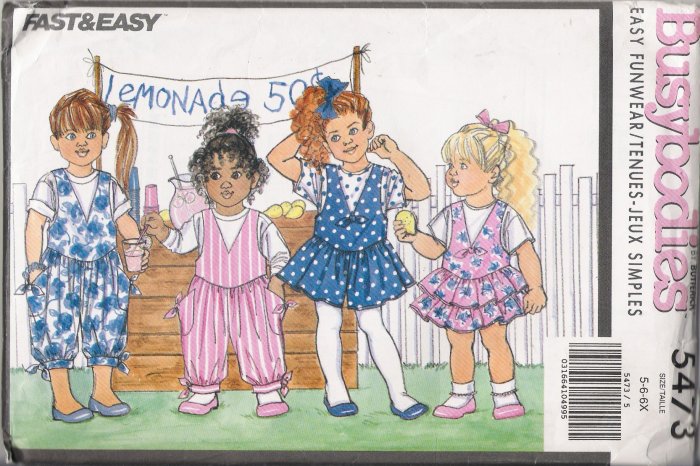 Children's Jumper & Jumpsuit Sewing Pattern Size 5-6x Butterick 5473 UNCUT