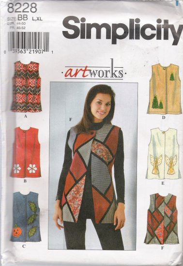 Misses' Vest Sewing Pattern Size L-XL Simplicity 8228 UNCUT