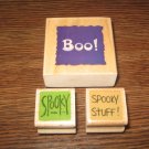 Halloween Wood Mounted Rubber Stamps Lot Of 3