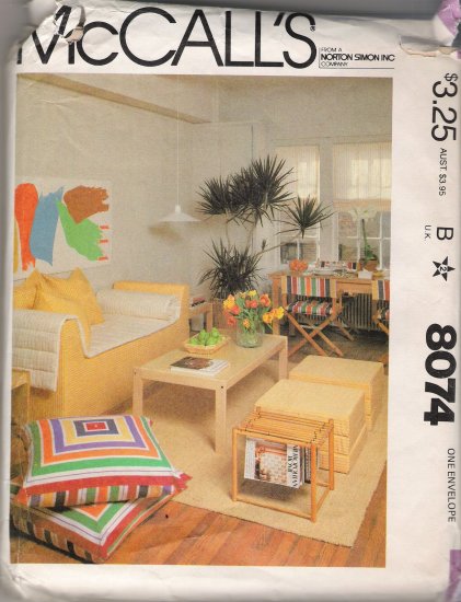 Vintage Sewing Pattern First Apartment Retro Furniture McCall's 8074 UNCUT
