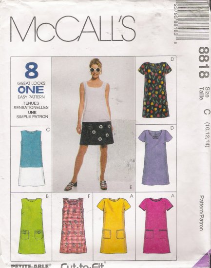 Misses' Dress Sewing Pattern Size 10-14 McCall's 8818 UNCUT