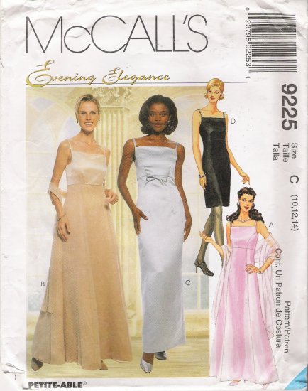 Misses' Dress & Scarf Sewing Pattern Size 10-14 McCall's 9225 UNCUT