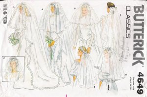 Bridal Veil Wedding Sewing Pattern One Size Butterick 4649 UNCUT