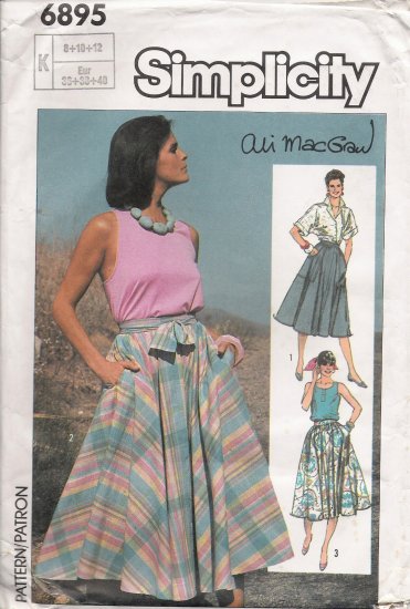 Vintage Sewing Pattern Misses' Circle Skirt Size 8-12 Simplicity 6895 UNCUT