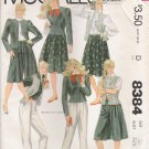 Misses' & Junior Petite Jacket Vest Pants Skirt Culottes Sewing Pattern Size 10 McCall's 8384 UNCUT